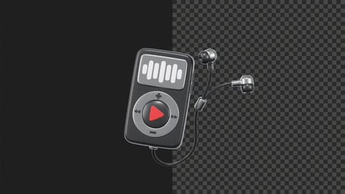 Modern 3D Animated Music Player with Earbuds