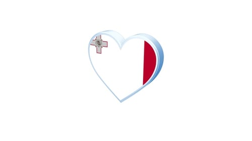 Maltese Flag Heart Glossy 3D Rotating Animation