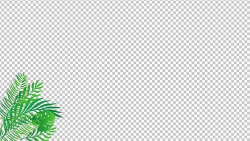 Animated Tropical Green Leaves Corner Overlay