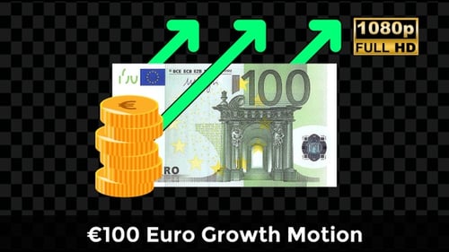 €100 Euro Growth Motion – European Currency Finance Animation for Economic Use