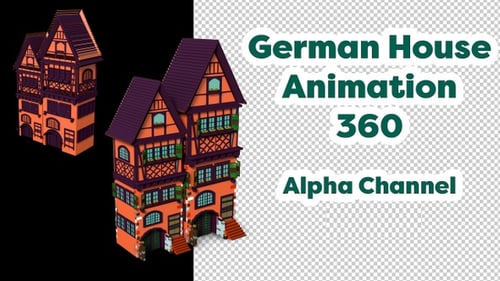 Set inmobiliario Cute House Construction Animation 360, 04, color naranja