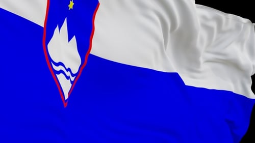 The Slovenia with alpha channel waving in the wind in slow motion