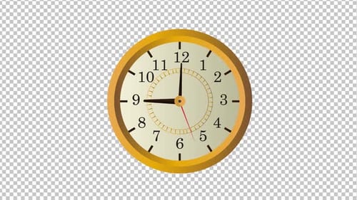 Flat Design Animated Clock with Moving Hands