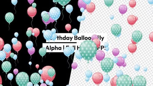 Animated Celebration Balloons Flying Upward Alpha Overlay