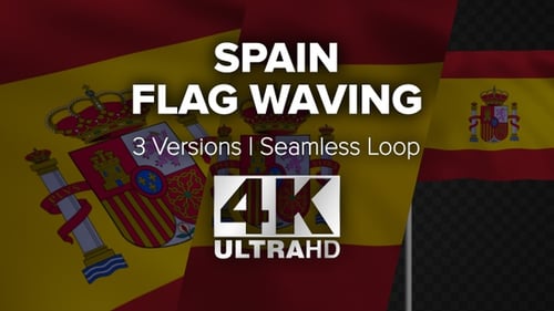Realistic Waving Spanish Flag Seamless Loop