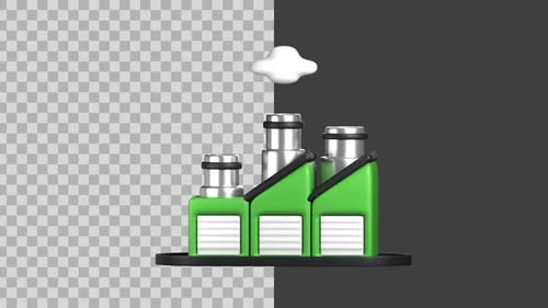3D Animated Industrial Factory Icon Emitting Smoke