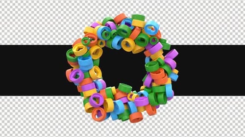 Colorful 3D Rings Wreath Reveal Animation