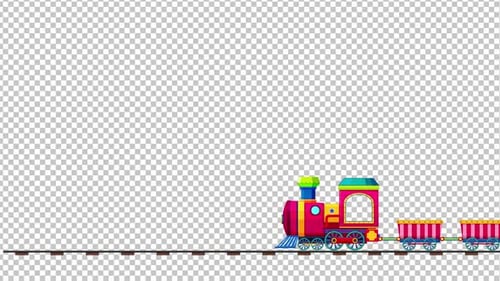 Colorful Flat Design Toy Train Building and Moving Animation