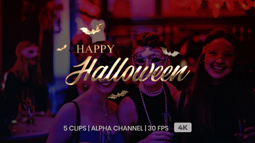 Colorful Happy Halloween Text Animation with Flying Bats