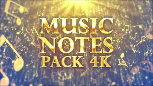 Golden Glowing Musical Notes Animated Celebration Background