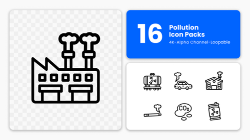 Icônes écologiques animées — Pollution, changement climatique et développement durable (Graphiques animés 4K)