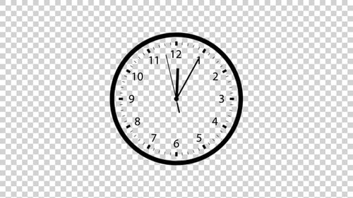 Animated Minimalist Flat Design Clock with Moving Hands