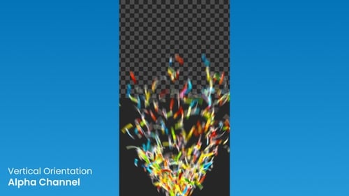 Colorful Confetti Burst and Falling Vertical Alpha Animation