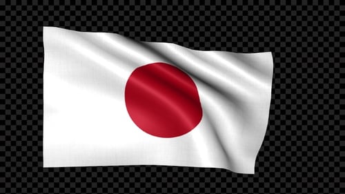 Waving Japan Flag Animation with Alpha Channel