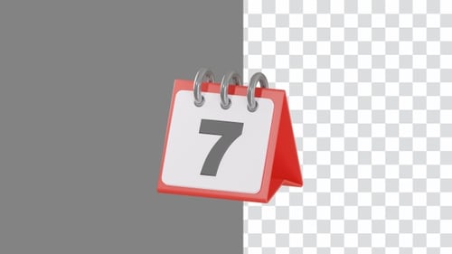 3D Animation of Calendar Pages Flipping | Alpha Channel