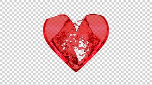 Fluid Red Heart Formation Animation with Alpha Channel