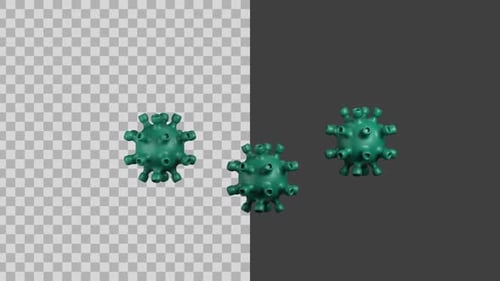 Green Virus Cells 3D Animated Looping Alpha Channel