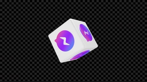 Rotating 3D Messenger App Icon Cube Animation