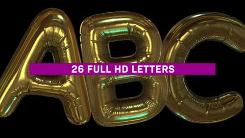 Animated Gold Balloon Alphabet for Celebrations