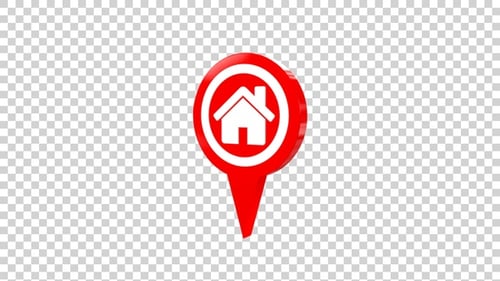 3D Animated Home Map Location Pin Icon