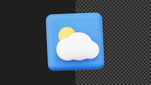 Animated 3D Cloud and Sun Weather Forecast Icon