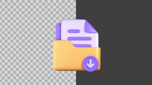 Modern 3D Animated File Folder and Download Icon