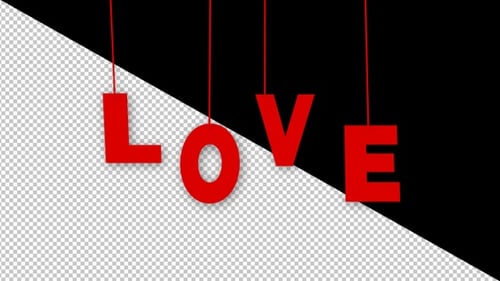 Red Love Text Swinging Animation Flat Design
