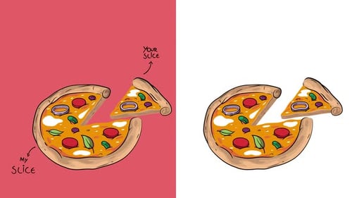 Pack Of 4 Pizzas Falling On Alpha And White Loop