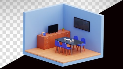 Animación 3D del comedor