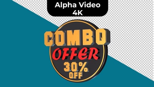 Animated 3D Combo Offer 30% Off Discount Badge