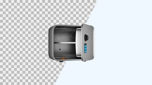 3D Animated Silver Safe Opening with Keypad