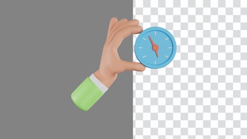 3D Animation of Hand Holding Clock