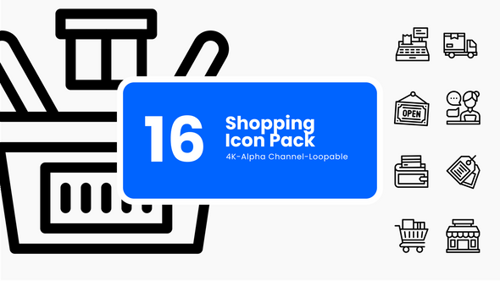 Animated E-commerce Shopping Line Icons Pack