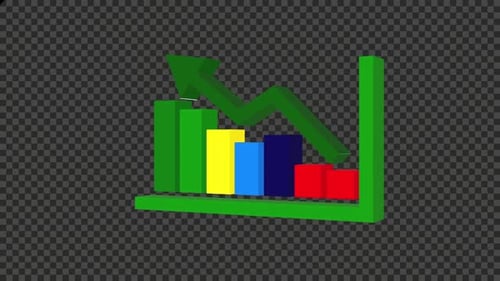 Animated 3D Bar Chart with Upward Growth Arrow