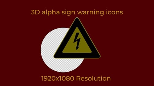 3D Alpha Sign Warning Icons – 360° Loop Animation - Electric shock hazard
