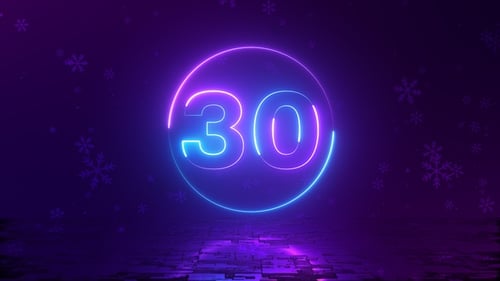Neon Winter Holiday Countdown with Snowflakes