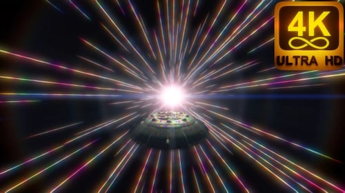 Vaisseau spatial Voyageant dans l'espace à l'intérieur d'un vortex d'énergie, de vitesse, de lumière, de voyages dans le temps, de graphismes trippants en 3D
