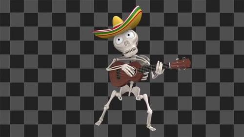 Skeleton In Sombrero Playing Guitar