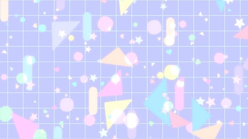 Animated Pastel Geometric Shapes Flat Design Grid Background