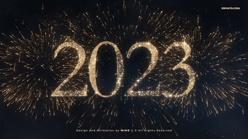 New Year 2023 Sparkling Fireworks Title Animation