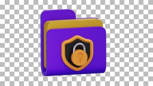 3D Animation of Folder Security | Alpha Channel