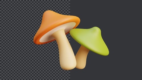 Modern 3D Animated Mushrooms Appearing