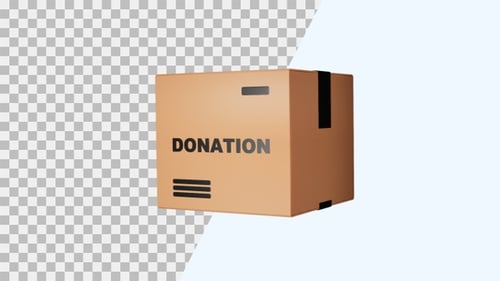 3D-Animationssymbol der Spendenbox | Alpha Channel