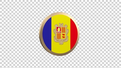 Andorra Flag Circle Shape Alpha Loop