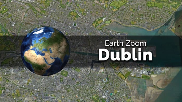 Dublin (Ireland) Earth Map Zoom to the City from Space, Backgrounds ...