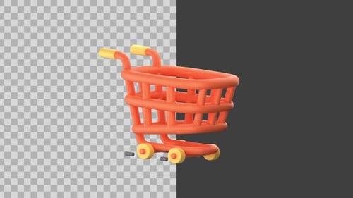 Modern 3D Animated Shopping Cart Icon for E-commerce
