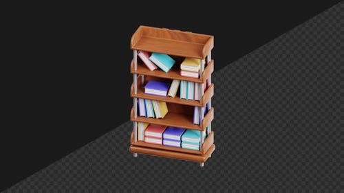 Animation en boucle d'étagère 3D avec fond transparent