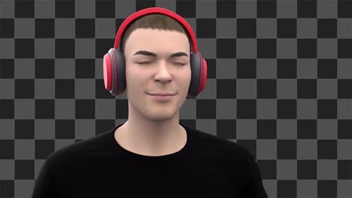 Homem com fones de ouvido ouvindo música em loop