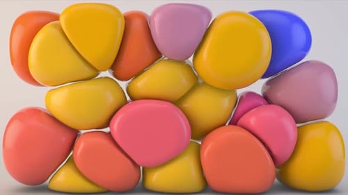 Fluid Colorful Spheres Morphing and Piling Animation