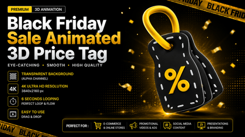 Black Friday Sale Animated 3D Price Tag 4K